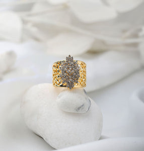 Captivating Gold-Plated Adjustable Zircon Ring