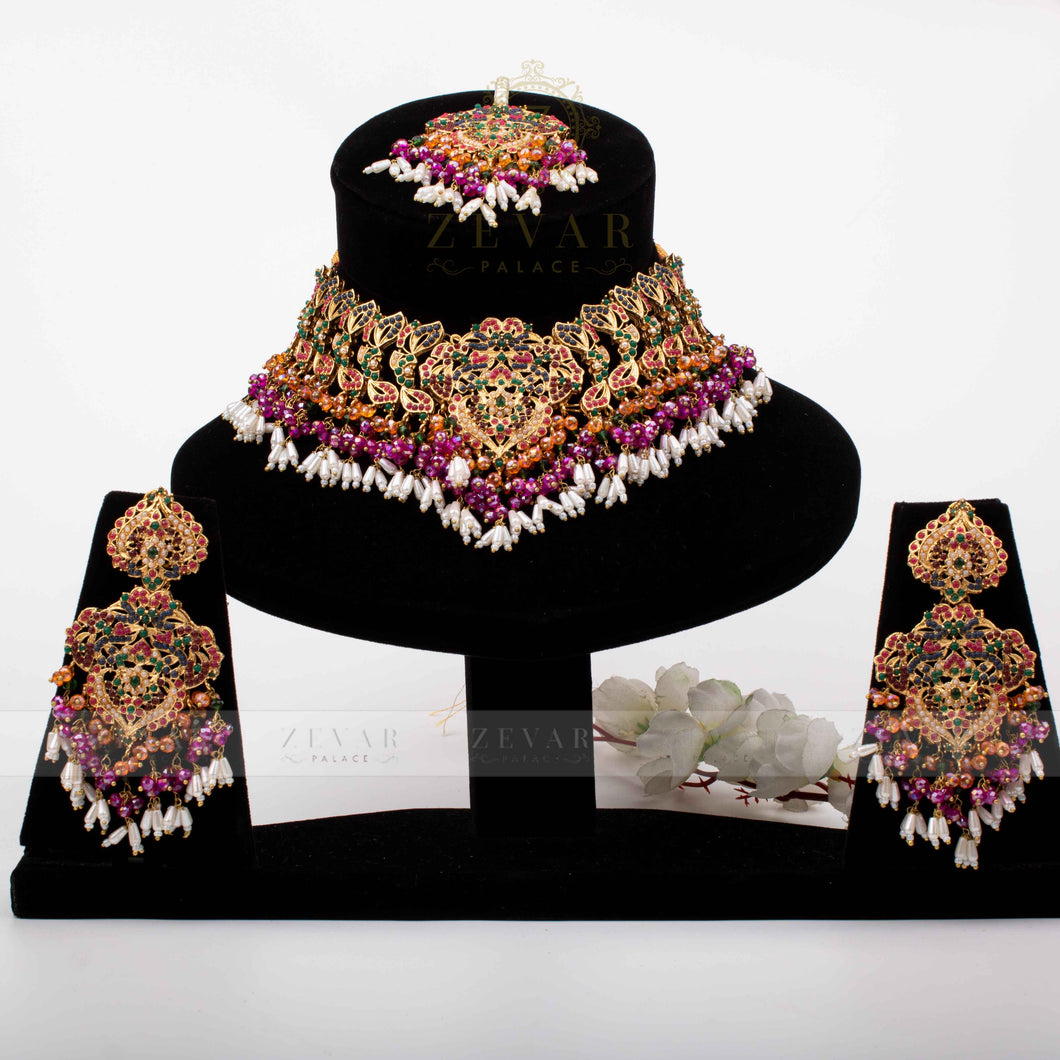 Rutaab Navratan Necklace Set