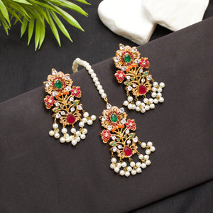 Navratan Earring with Tikka