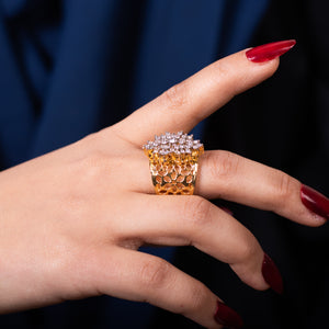 Captivating Gold-Plated Adjustable Zircon Ring